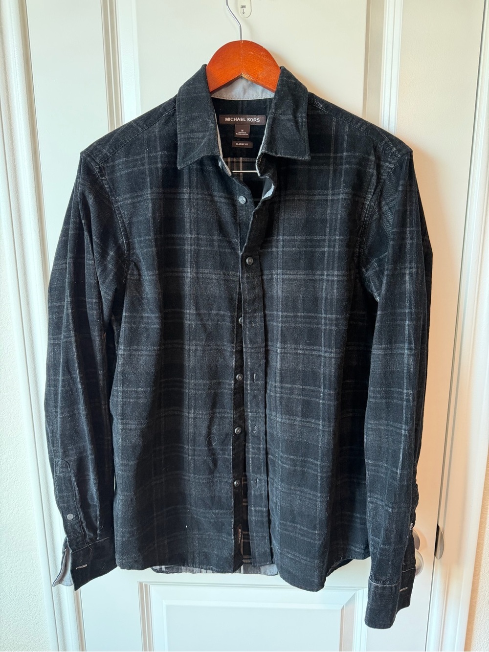 ⚡️Michael Kors Black Plaid Long-Sleeve Button-Down Shirt - Classic Fit